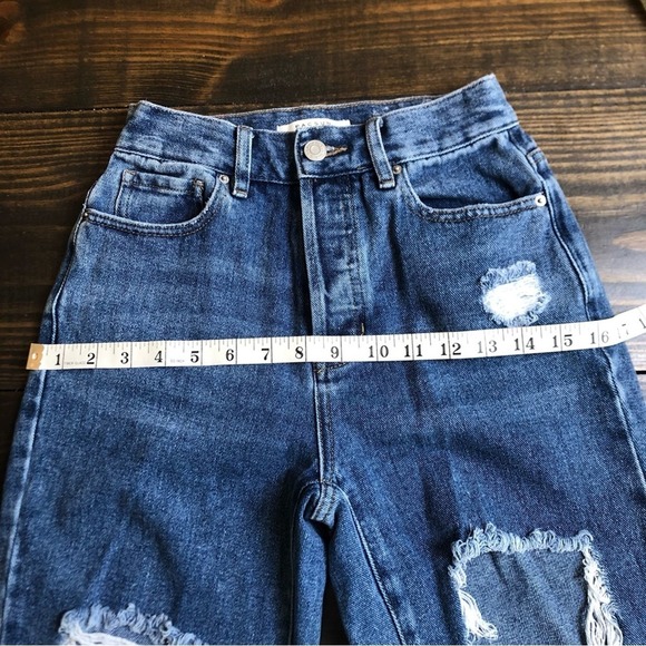 PACSUN Jeans Women’s 23 High Rise Straight Button Fly Distressed Ridged Cotton - Picture 10 of 13